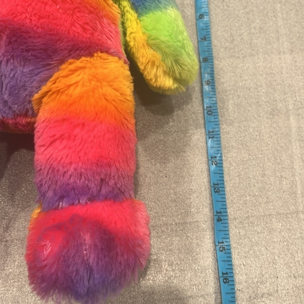 Build A Bear Rainbow Tie Dye Neon Teddy 16" Sparkly Nose Ears Paws Retired 2014 - Picture 6 of 6